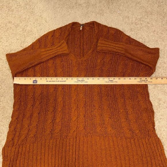 Free People chunky cable knit oversized tunic sweater burnt orange size XS - Picture 9 of 10